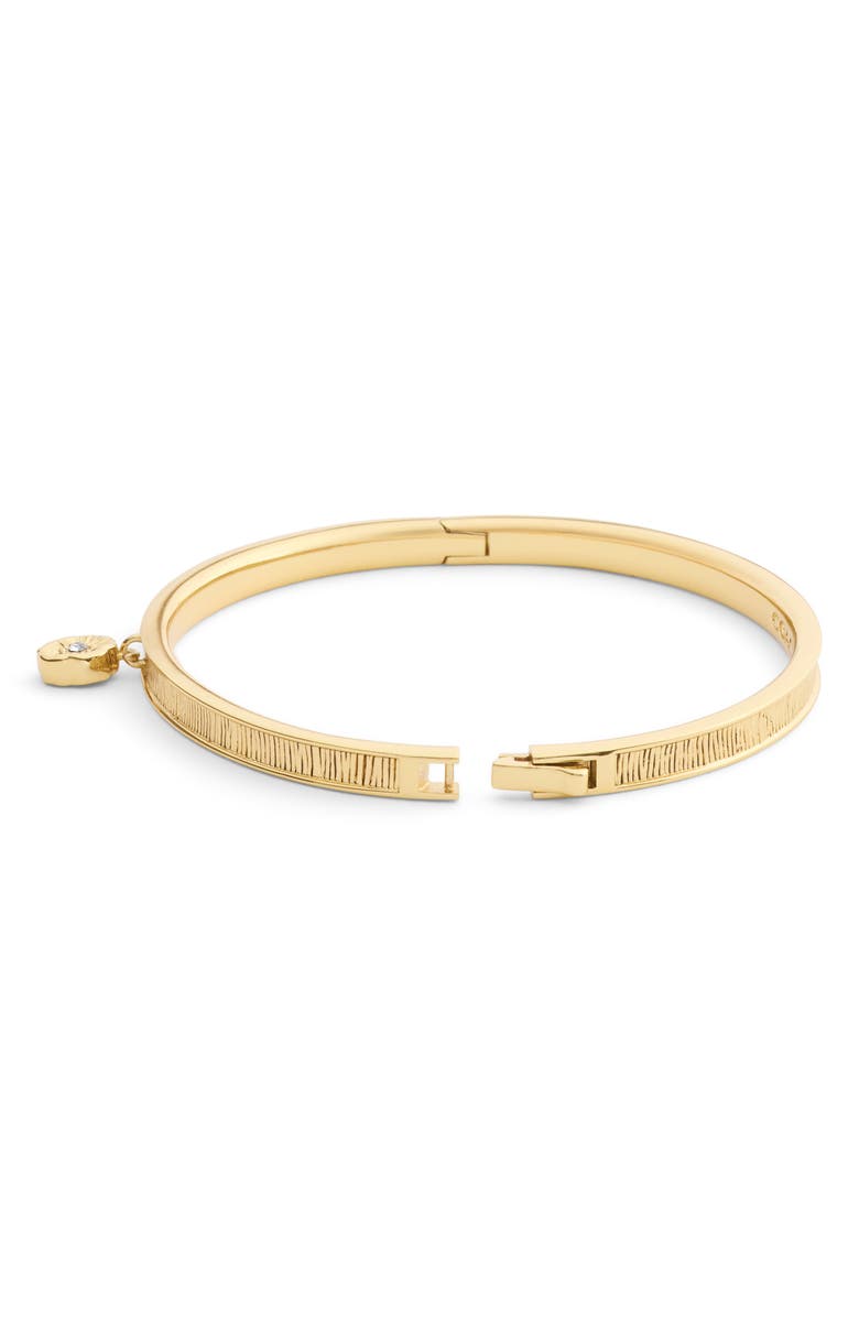 COACH Brushed Tea Rose Charm Hinge Bangle, Alternate, color, Shiny Gold