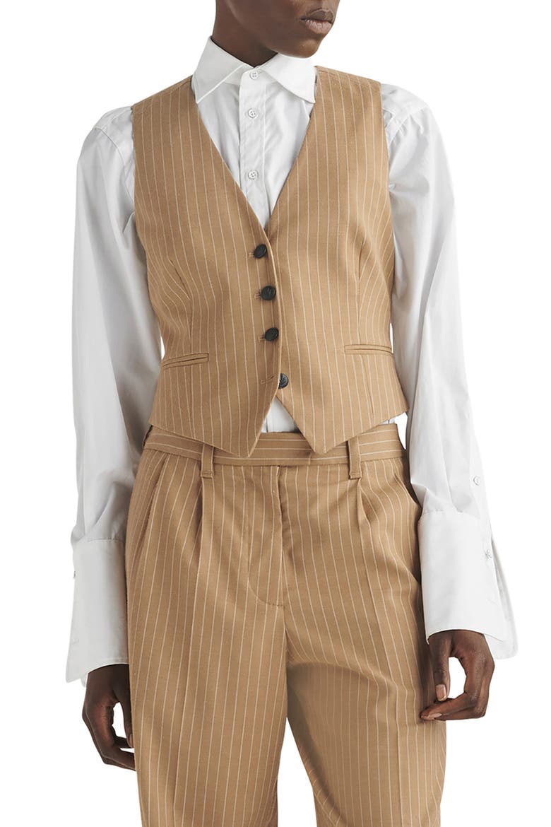 Priya Stripe Vest, Main, color, CAMELSTRP