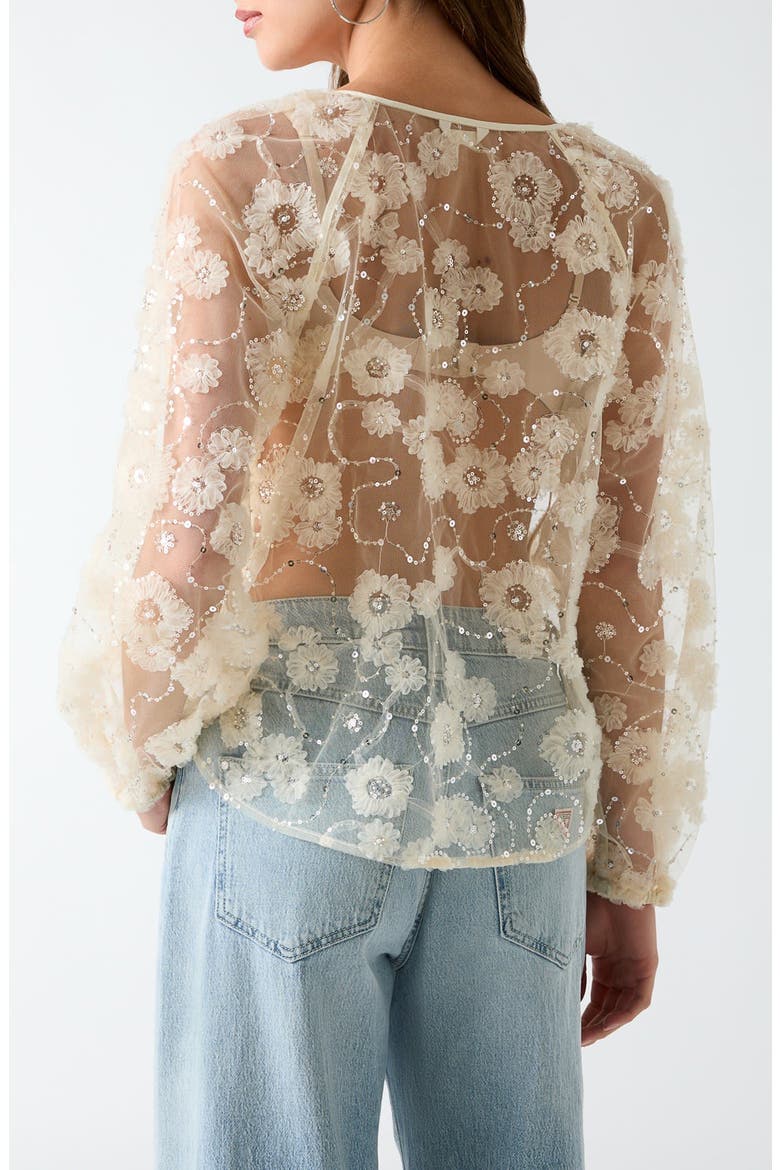 Sequin Sheer Top, Alternate, color, CREAM WHITE MULTI