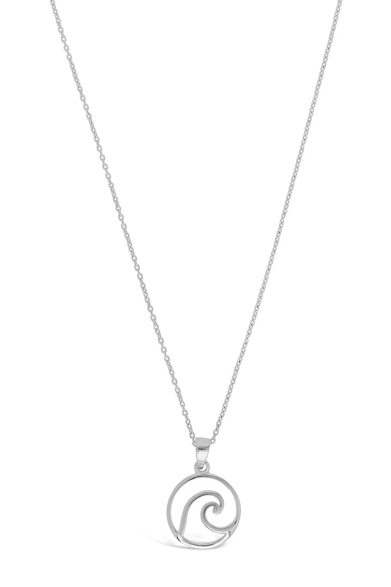 Open Circle Wave Pendant Necklace, Main, color, SILVER