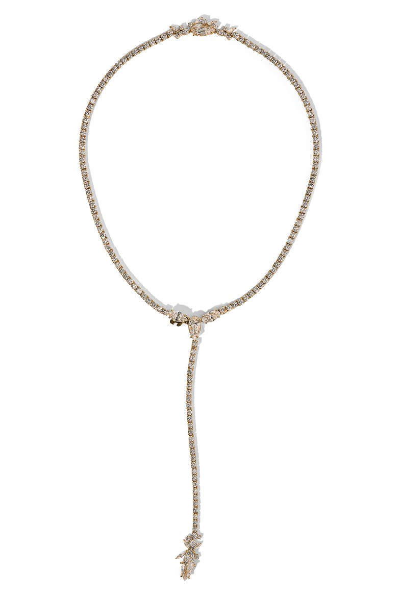 Cannes Reversible Cubic Zirconia Y-Necklace, Main, color, GOLD