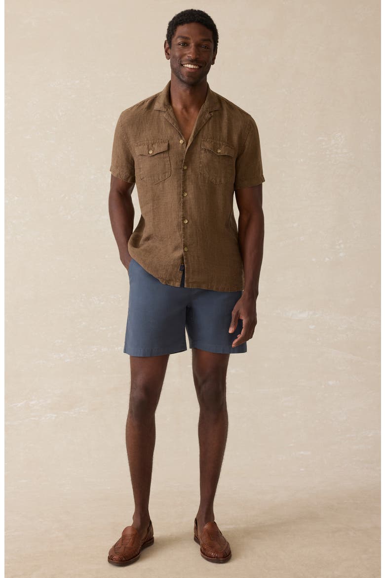 Reserve Basque Houndstooth Linen Camp Shirt, Alternate, color, DARK OAKWOOD PINCHECK
