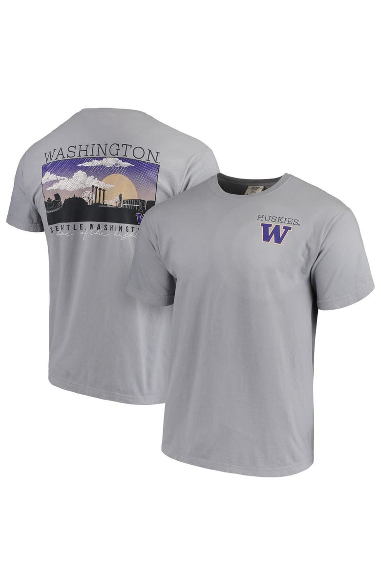 IMAGE ONE Men's Gray Washington Huskies Comfort Colors Campus Scenery T-Shirt, Main, color, 