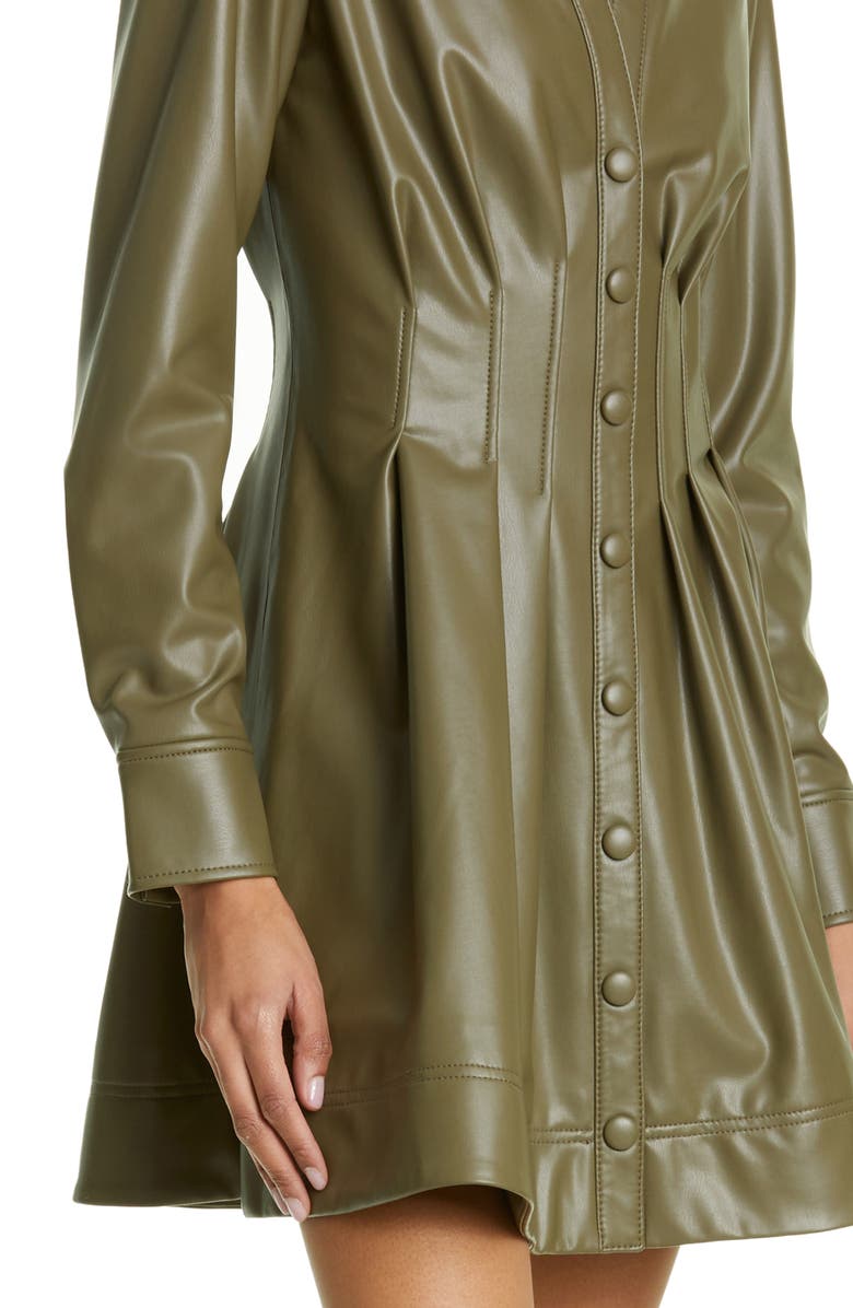 Veronica Beard Ameeta Long Sleeve Faux Leather Shirtdress, Alternate, color, 