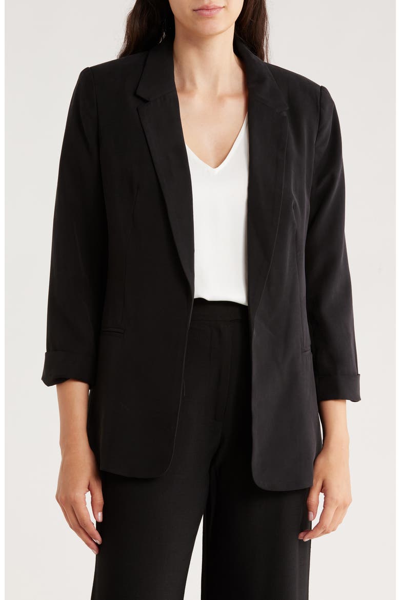 Open Boyfriend Blazer, Main, color, BLACK