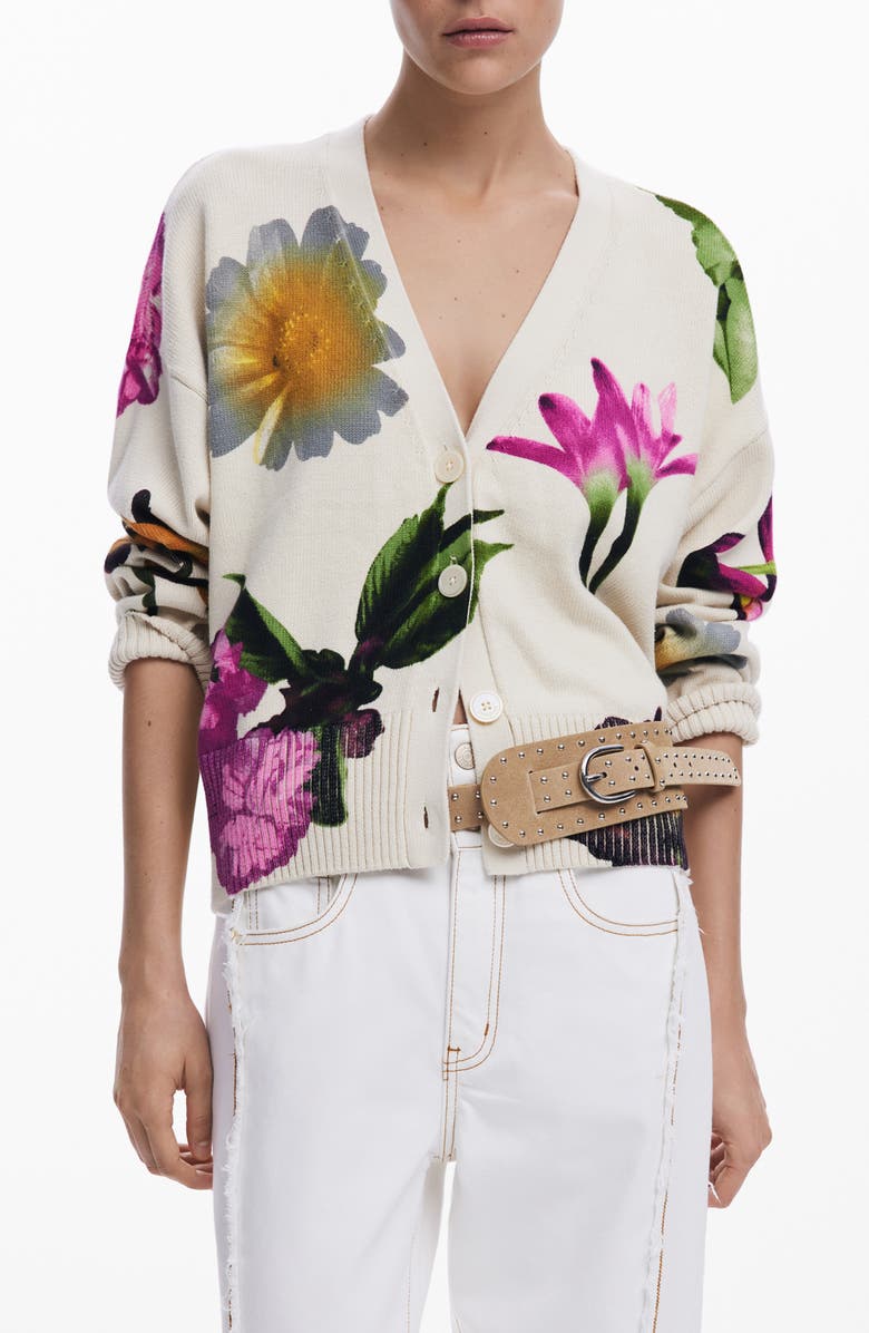 Desigual Floral Print Cardigan, Main, color,