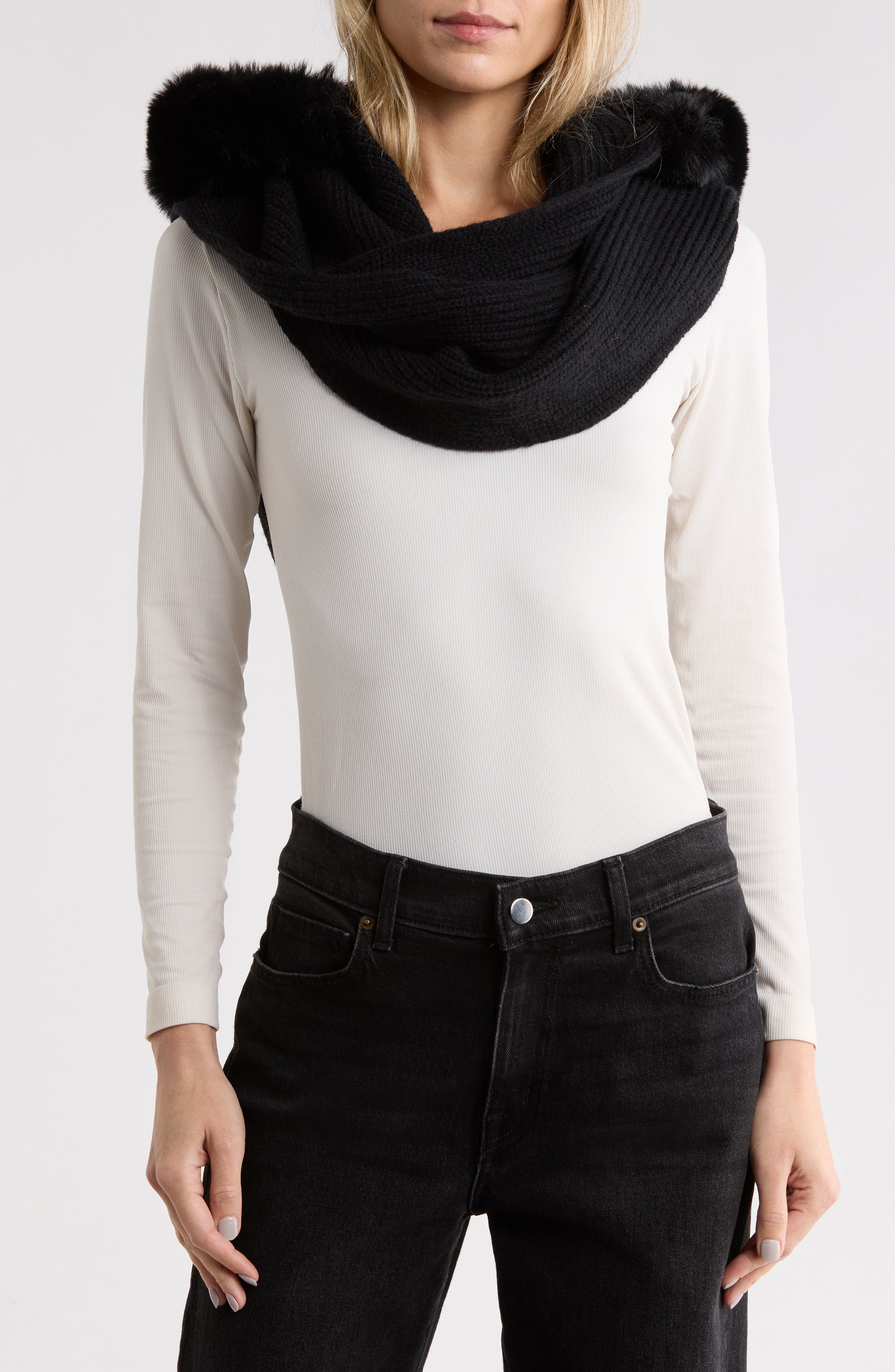 Lux Faux Fur Hooded Scarf
