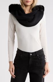 Steve Madden Lux Faux Fur Hooded Scarf