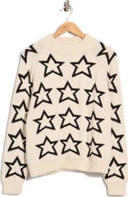 Re/Done Mock Neck Star Pullover Sweater