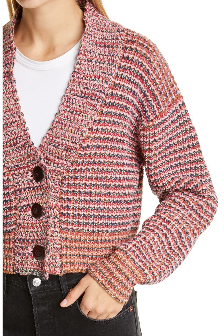 Montana Cropped Cotton Blend Cardigan, Alternate, color, FIELD STRIPE