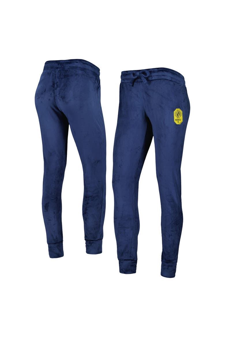 Women's Concepts Sport Navy Nashville SC Intermission Velour Cuffed Pants, Main, color, Navy