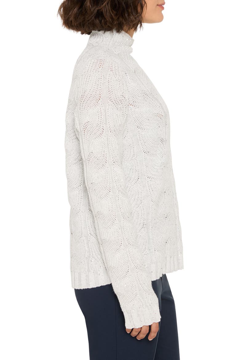 Sparkle Cable Stitch Cotton Blend Sweater, Alternate, color, REFLECTION