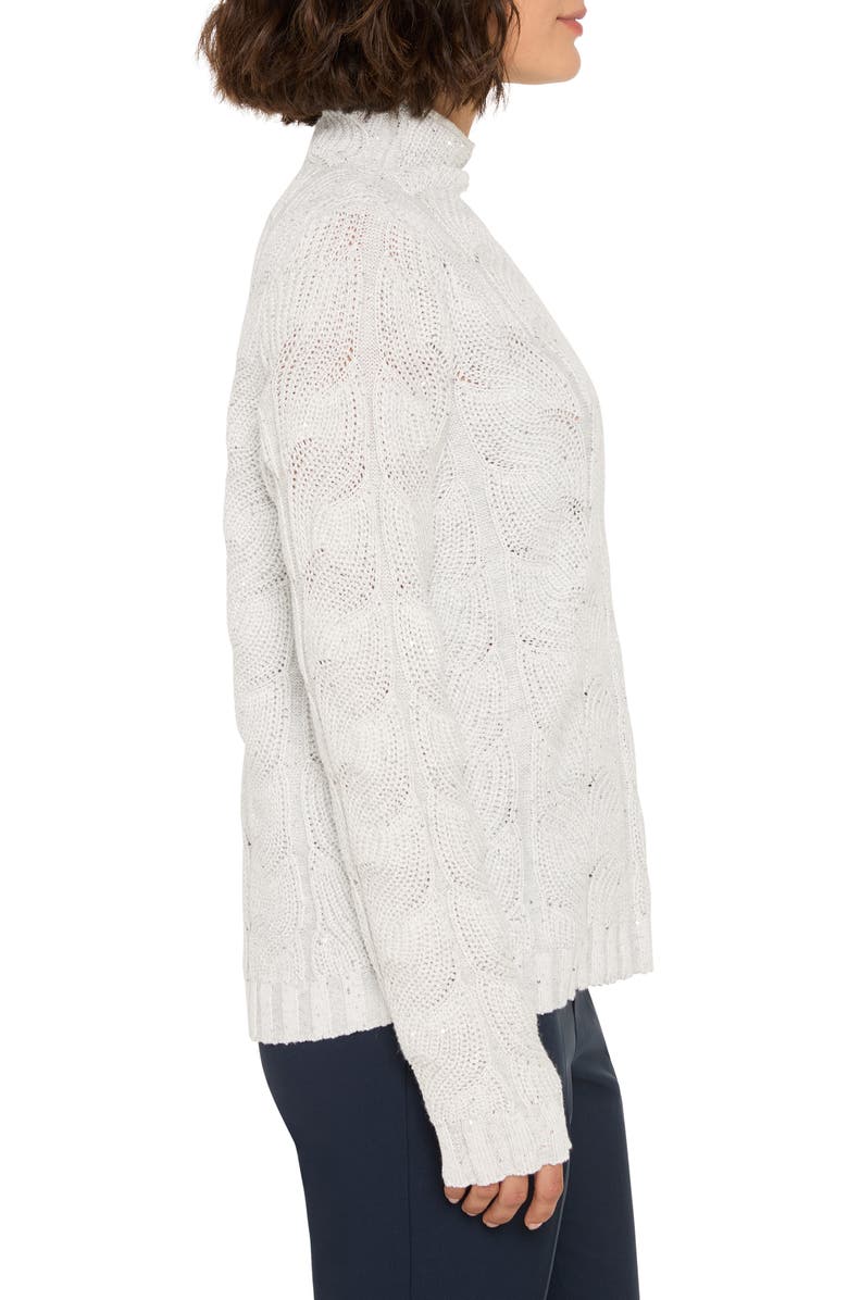 NIC+ZOE Sparkle Cable Stitch Cotton Blend Sweater, Alternate, color, Reflection
