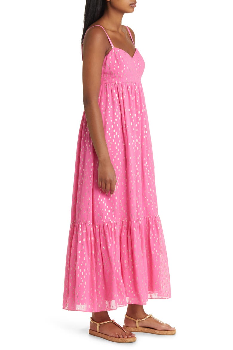 Heidi Metallic Print Maxi Sundress, Alternate, color, AURA PINK