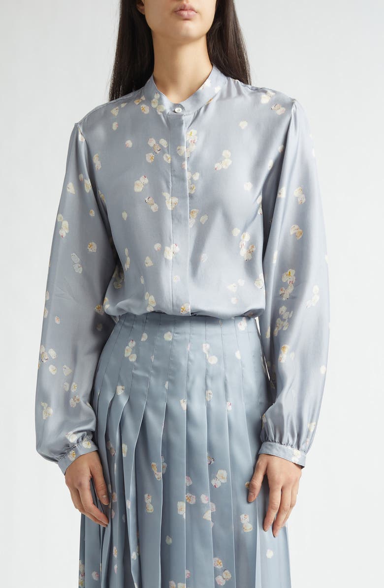 Altuzarra Magee Silk Shirt, Main, color, 416067 Storm Allover Petals