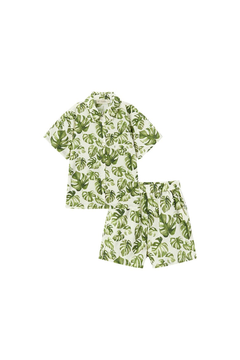 Collar Button-Up Shirt and Shorts Set, Main, color, Island Leaf