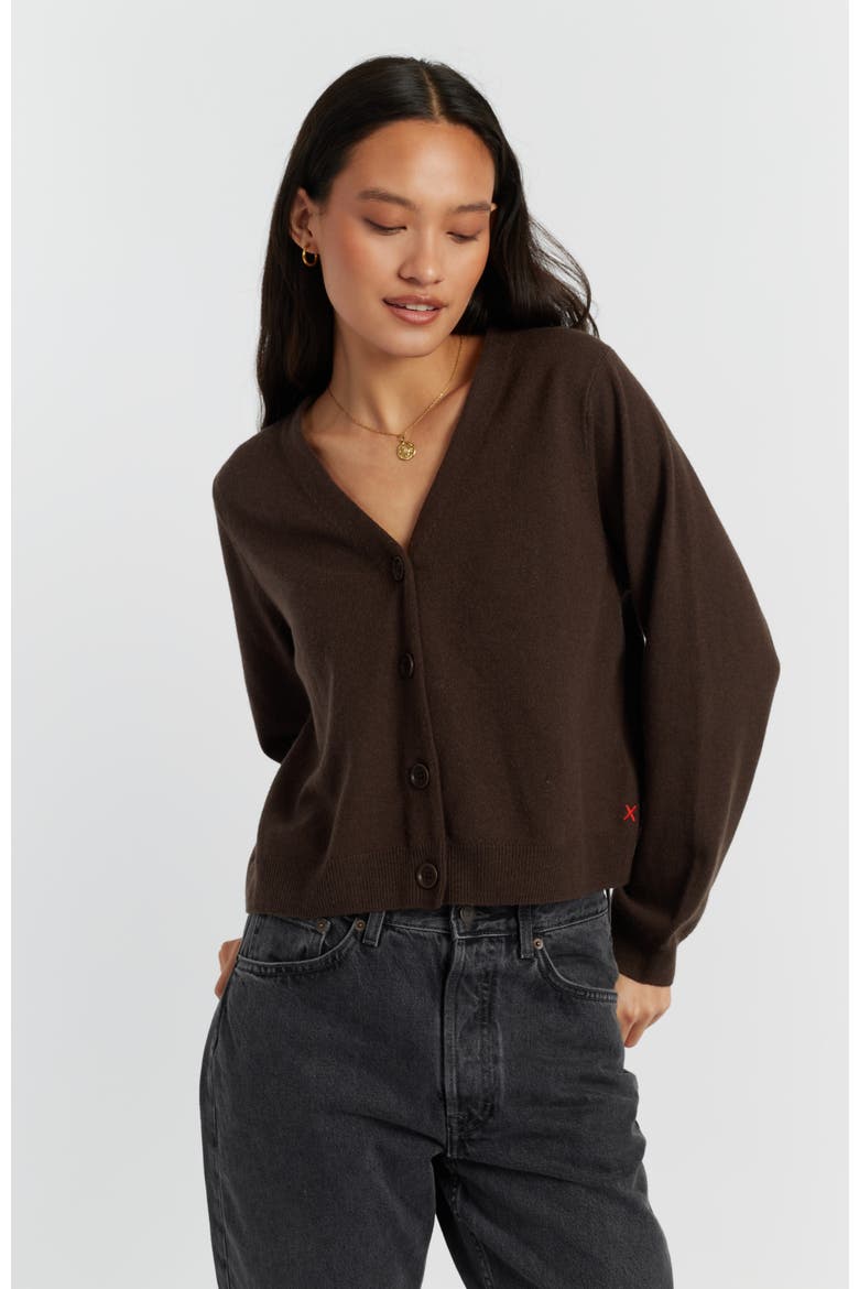 Wool Cashmere Cropped Cardigan, Main, color, Chocolate