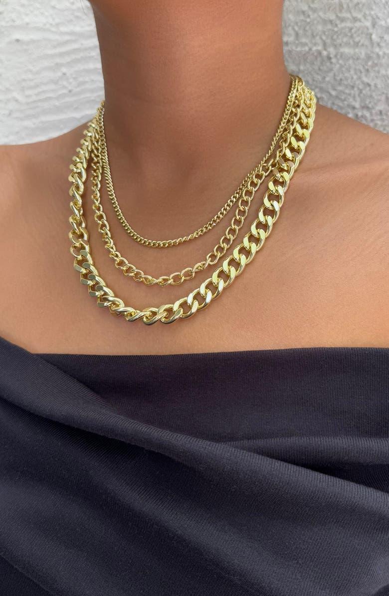 Adornia Layered Chain Necklace, Alternate, color, Gold