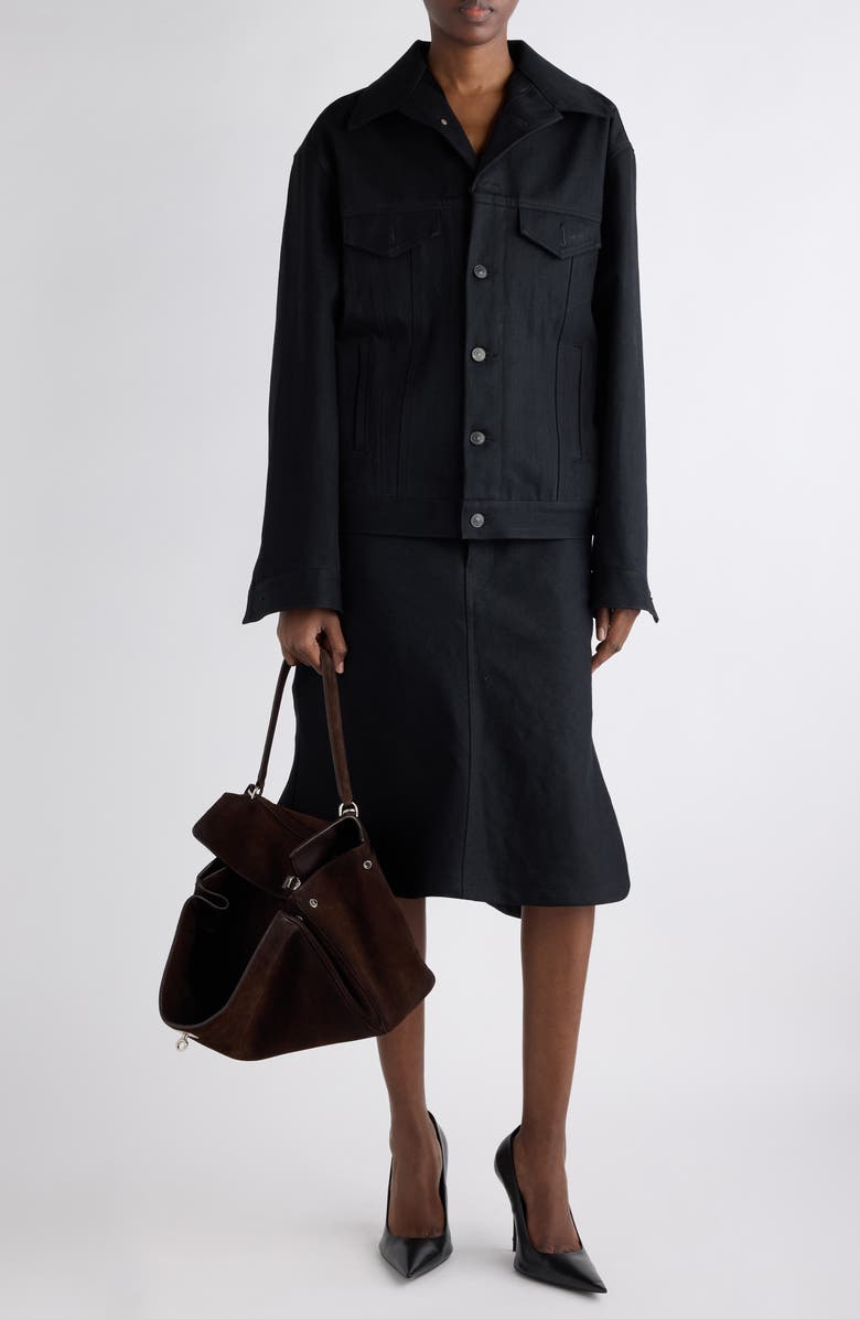 Balenciaga Standing Denim Jacket, Alternate, color, 1000 Black