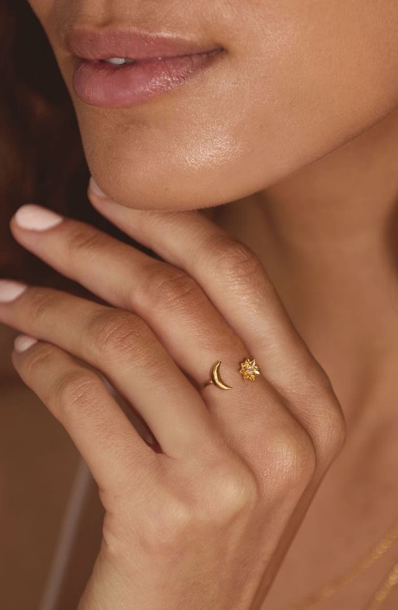 Satya Jewelry Spirit in Transformation Lotus Moon Ring, Alternate, color, Gold