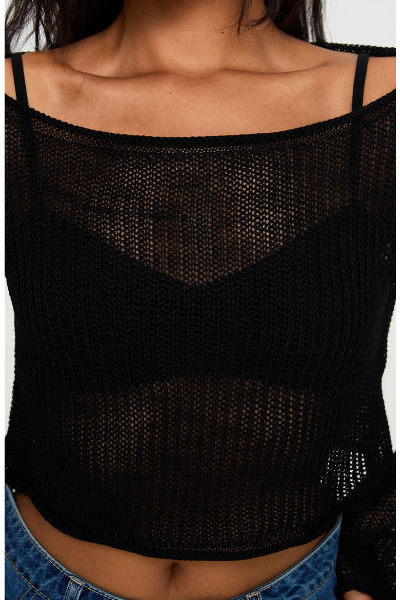Cafe Pari Crop Sweater, Alternate, color, BLACK