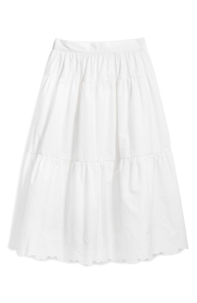 Desigual Embroidered Cotton Midi Skirt, Alternate, color, 