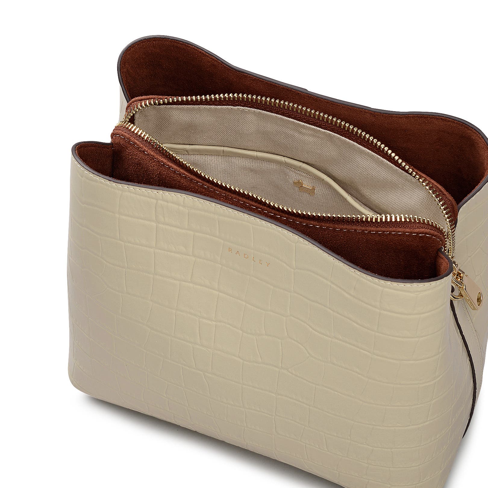 Radley Dukes Place - Faux Croc Medium Compartment Crossbody Bag, Alternate, color, Snow