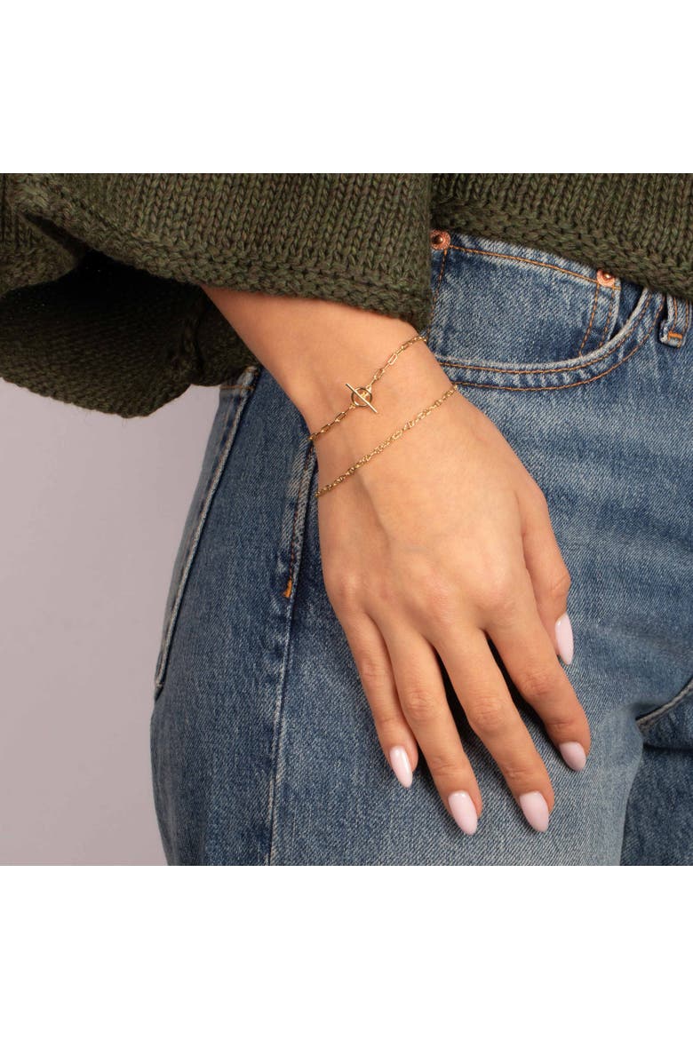 Textured Toggle Chain Bracelet, Alternate, color, Gold