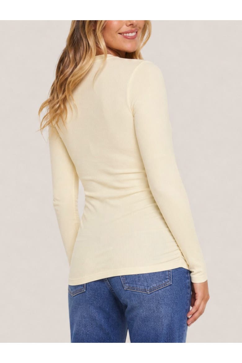 Sweetheart Side-Ruched Long Sleeve Tee, Alternate, color, Soft Yellow
