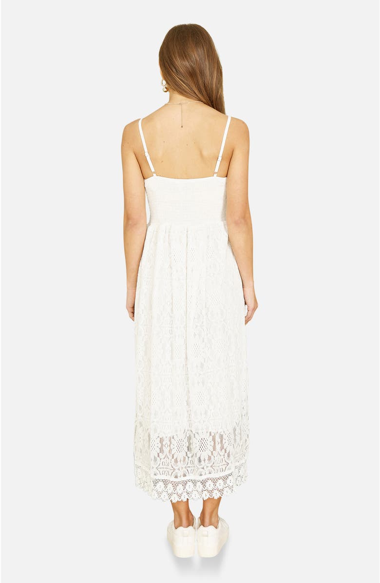 Yumi Lace Embroidered Tassel Tie Midi Dress, Alternate, color, White