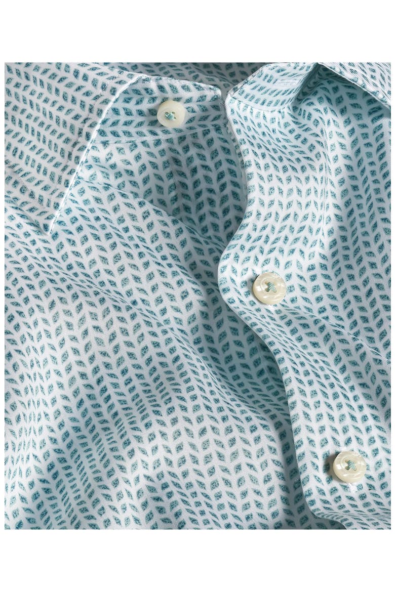 Neat Print Lyocell Short Sleeve Shirt, Alternate, color, WHITE/ SEAFOAM
