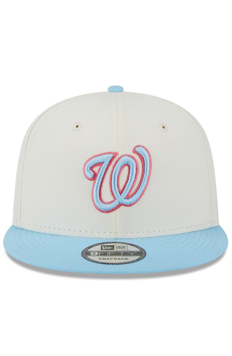 New Era Men's New Era Cream/Light Blue Washington Nationals Spring Basic Two-Tone 9FIFTY Snapback Hat, Alternate, color, 