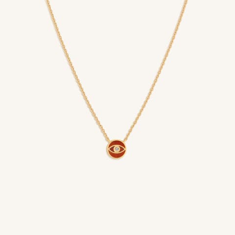 Eloquent Heart Carnelian Evil Eye Necklace