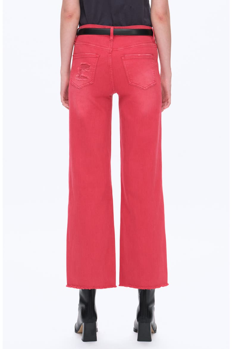 Ally High Waist Distressed Straight Leg Jeans, Alternate, color, RED