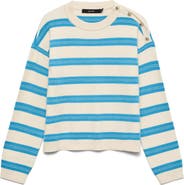 VERO MODA Stripe Button Shoulder Crop Sweater