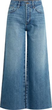 Favorite Daughter The Masha Raw Hem Super High Waist Crop Wide Leg Jeans
