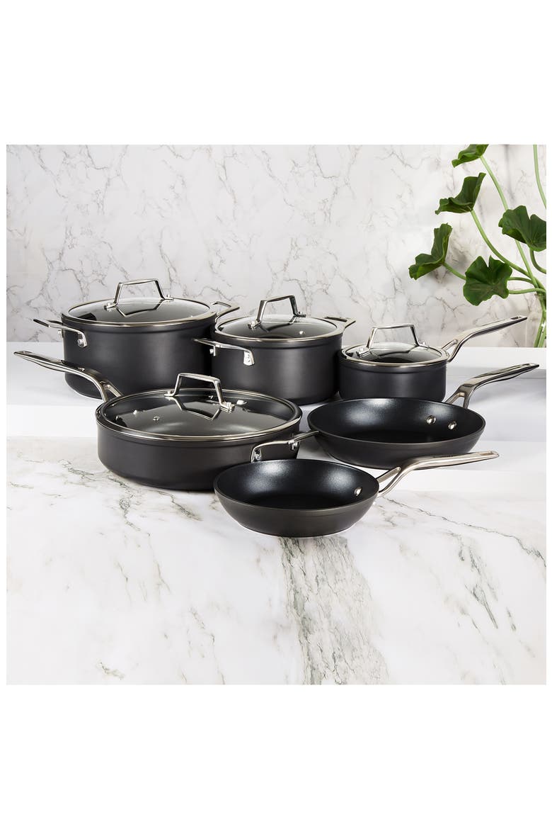 Essentials Hard Anodized 3.3-Quart Nonstick Covered Stockpot, Alternate, color, BLACK