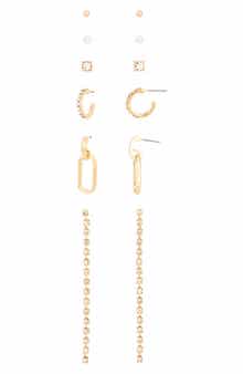 NORDSTROM RACK Set of 6 Crystal Stud Hoop & Drop Earrings
