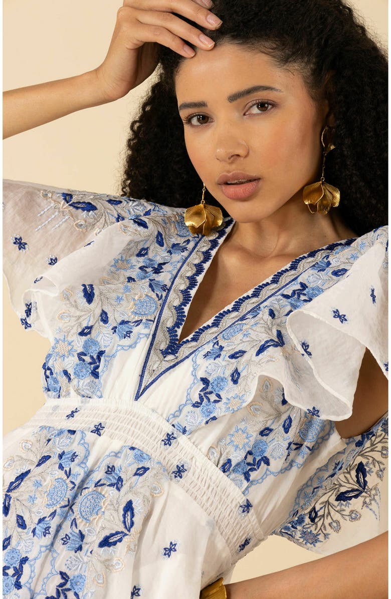 Hale Bob Elianna Embroidered Organza Maxi Dress, Alternate, color, 