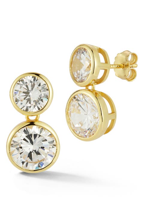 Bezel Set Cubic Zirconia Drop Earrings