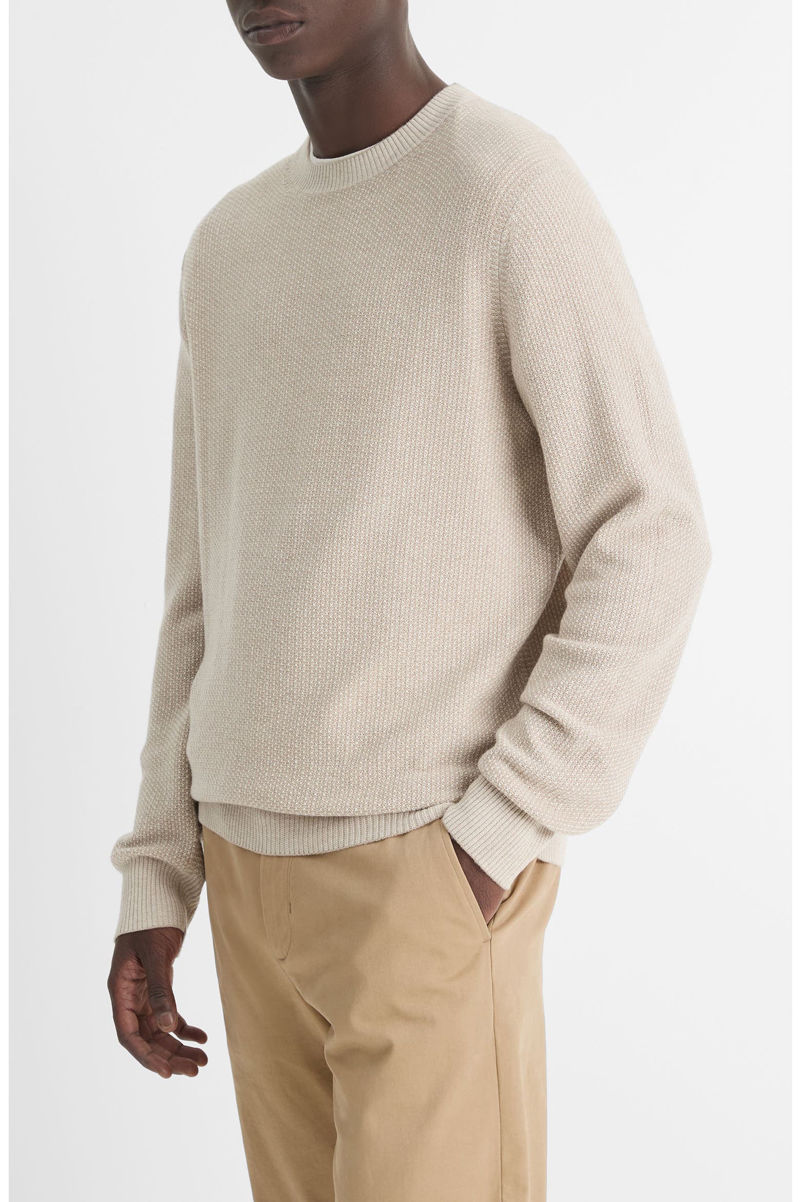 Geometric Jacquard Wool & Cotton Blend Crewneck Sweater