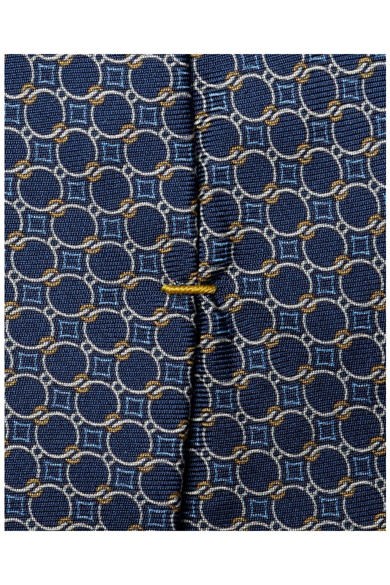 Interlock Print Silk Tie, Alternate, color, DARK BLUE