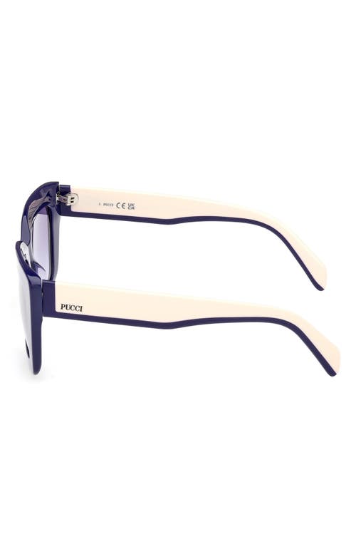Pucci Women's Shiny Blue & Ivory Squared Cat-eye Sunglasses In Purple