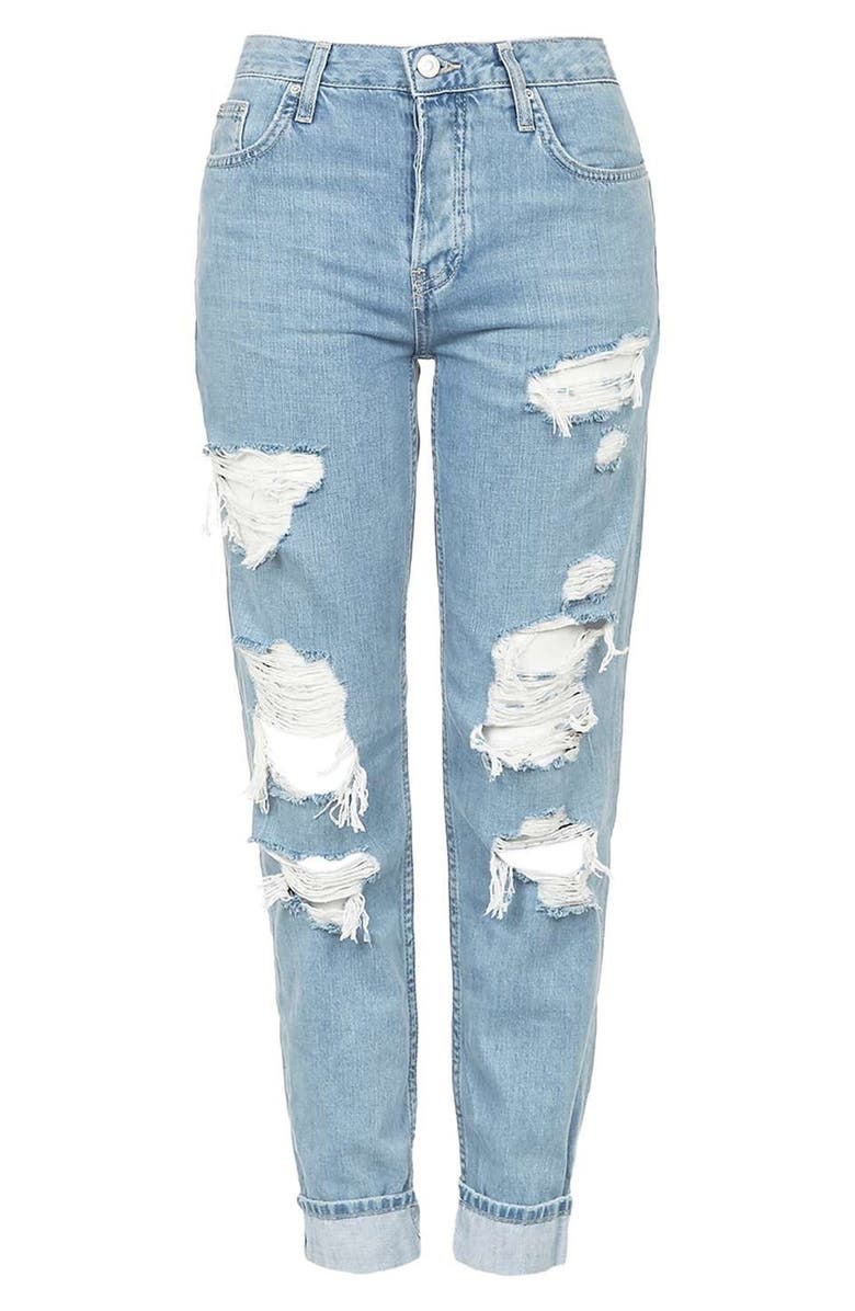 Topshop 'Hayden' Super Ripped Boyfriend Jeans, Alternate, color, 