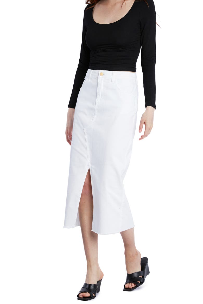 Genevive Denim Skirt, Alternate, color, CREME