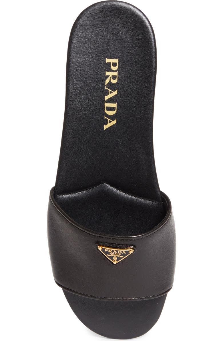 Prada Logo Slide Sandal, Alternate, color, Black