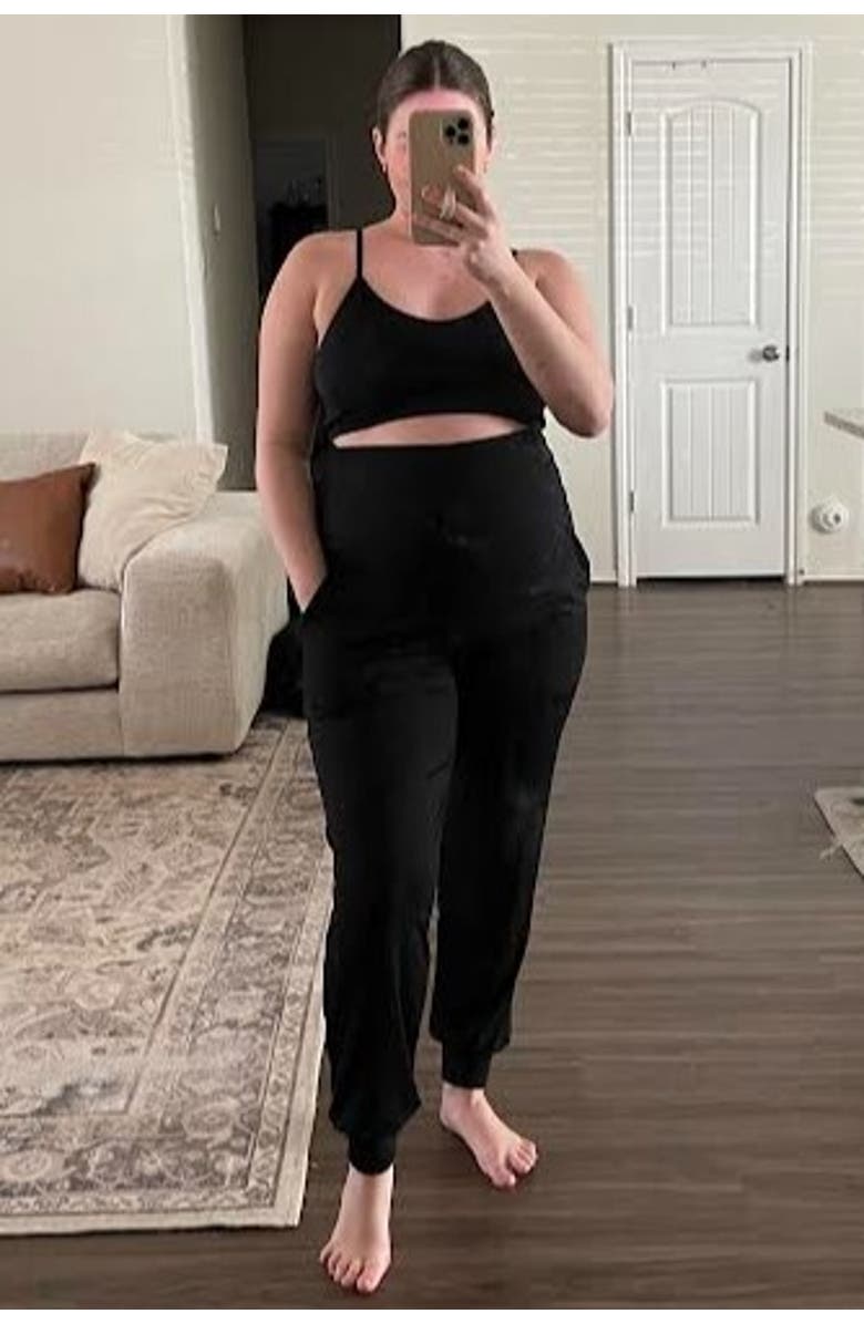 PinkBlush Maternity Band Jogger Pants, Alternate, color, Black