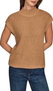 Donna Karan New York Open Stitch Cap Sleeve Sweater