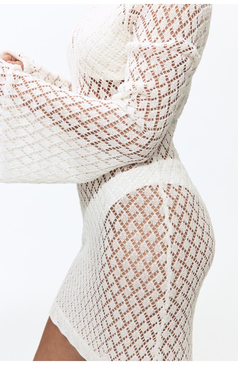 H&M Pointelle-knit Beach Dress, Alternate, color, White