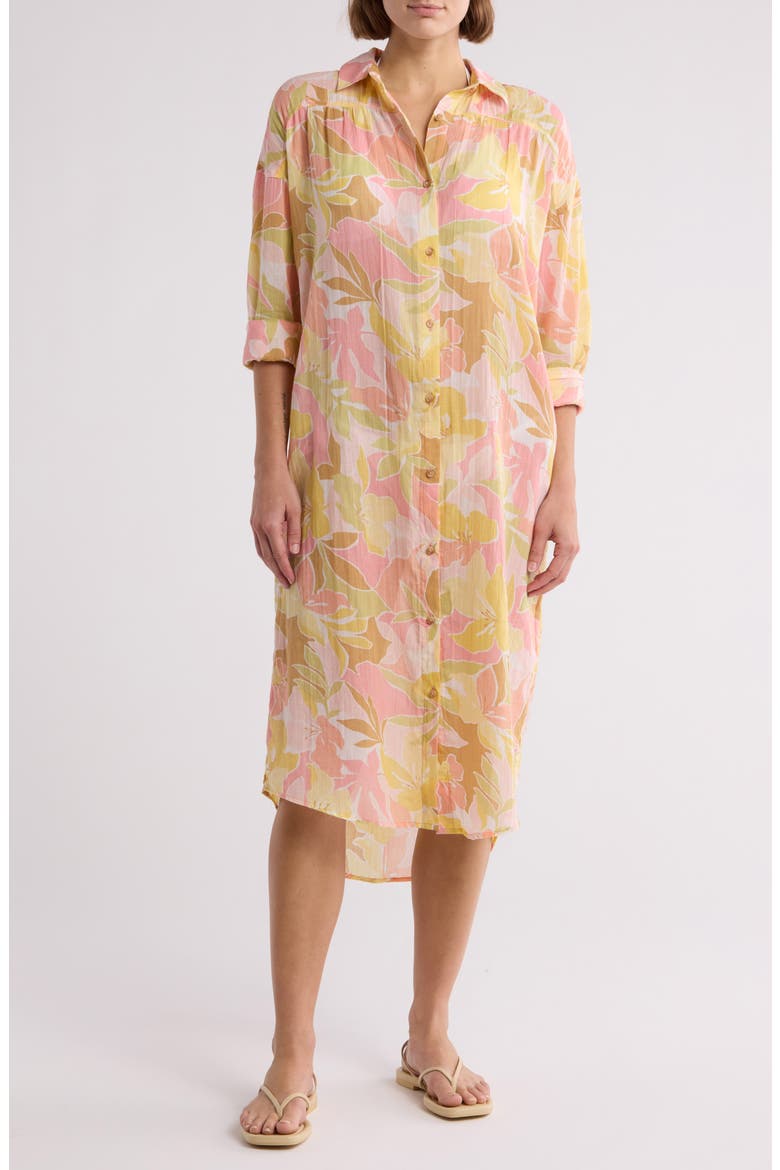 Daylight Dreamin' Cover-Up Shirtdress, Main, color, CORAL MULTI
